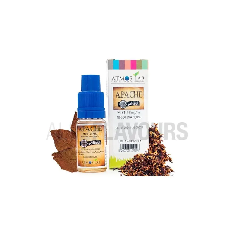 líquido sales de nicotina Apache Salted 10 ml 18 MG Atmos Lab con sabor a tabaco líquido sales de nicotina Apache Salted 10 ml 18 MG Atmos Lab con sabor a tabaco