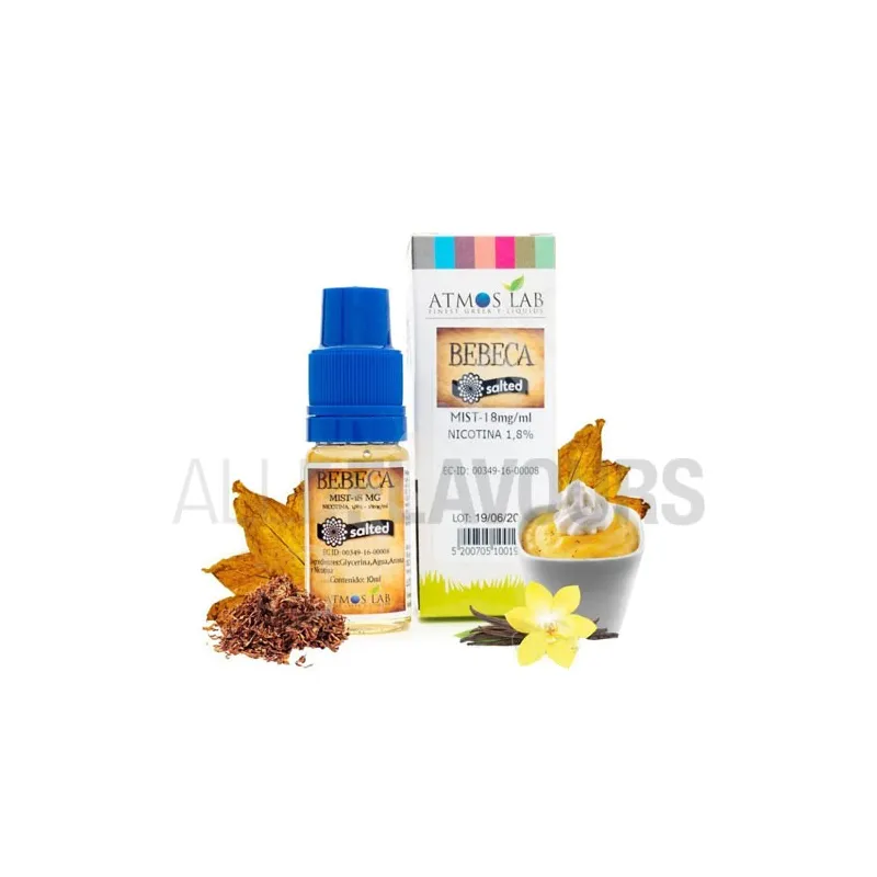 Líquido sales de nicotina Bebeca Salted 10ml 18 MG Atmos Lab con sabor a tabaco y vainilla Líquido sales de nicotina Bebeca Salted 10ml 18 MG Atmos Lab con sabor a tabaco y vainilla