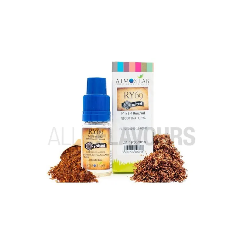 líquido sales de nicotina RY69 Salted 10 ml 18MG Atmos Lab con sabor a tabaco líquido sales de nicotina RY69 Salted 10 ml 18MG Atmos Lab con sabor a tabaco