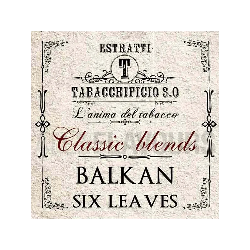 Extracto orgánico tabaco sin nicotina Balkan Six Leaves Classic Blend 20 ml Tabacchificio 3.0 Extracto orgánico tabaco sin nicotina Balkan Six Leaves Classic Blend 20 ml Tabacchificio 3.0