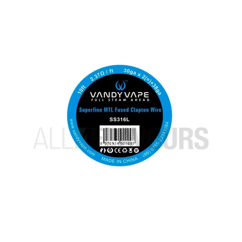 Hilo Resistivo Superfine MTL Fused Clapton Wire SS316L Vandy Vape