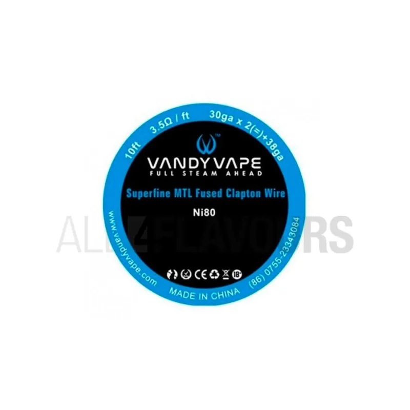 Hilo Resistivo Superfine MTL Fused Clapton Wire NI80 Vandy Vape