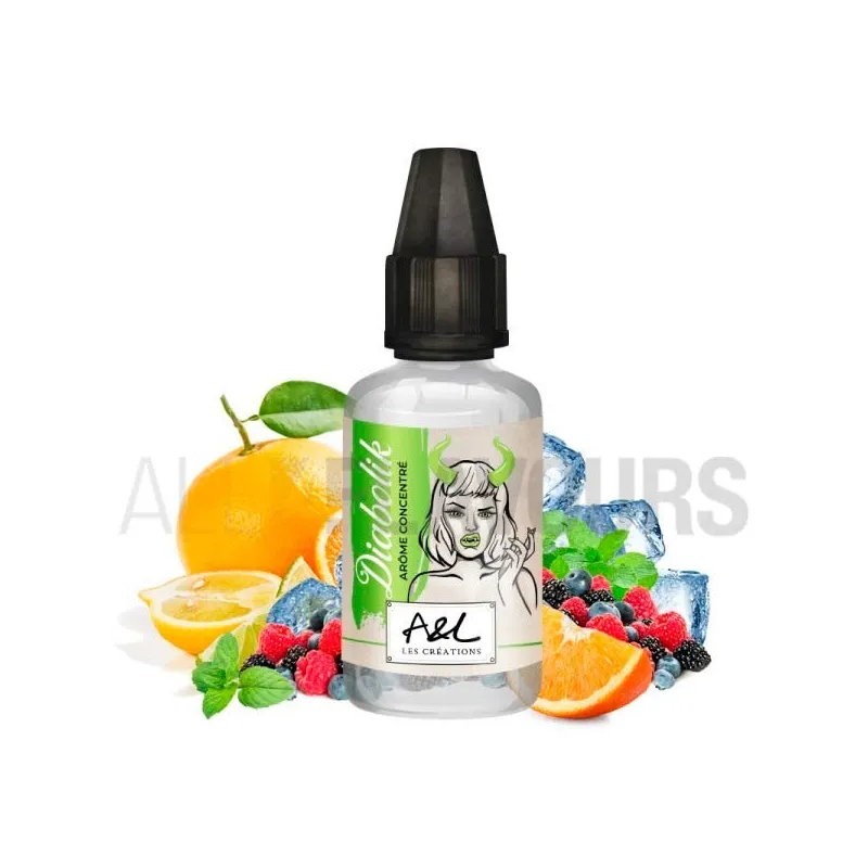 aroma vapeo sin nicotina diabolik 30 ml marca A&L sabor frutal fresco aroma vapeo sin nicotina diabolik 30 ml marca A&L sabor frutal fresco