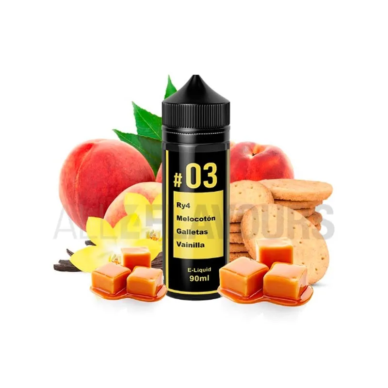 Líquido vapeo mezcla de Ry4 con galleta, melocotón y vainilla 90 ml de TOB Líquido vapeo mezcla de Ry4 con galleta, melocotón y vainilla 90 ml de TOB