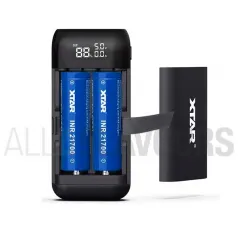 Cargador power bank de la marca Xtar para cargar tus baterías de vaper.