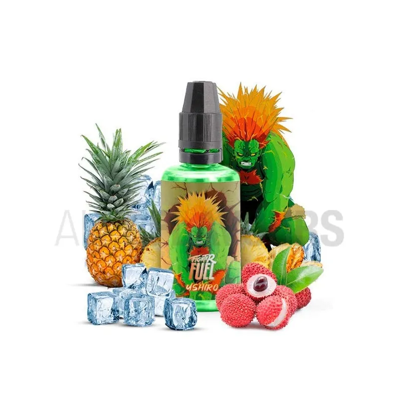 Aroma vapeo Ushiro marca Fuel 30 ml con sabor a lichi y piña con efecto frío Aroma vapeo Ushiro marca Fuel 30 ml con sabor a lichi y piña con efecto frío