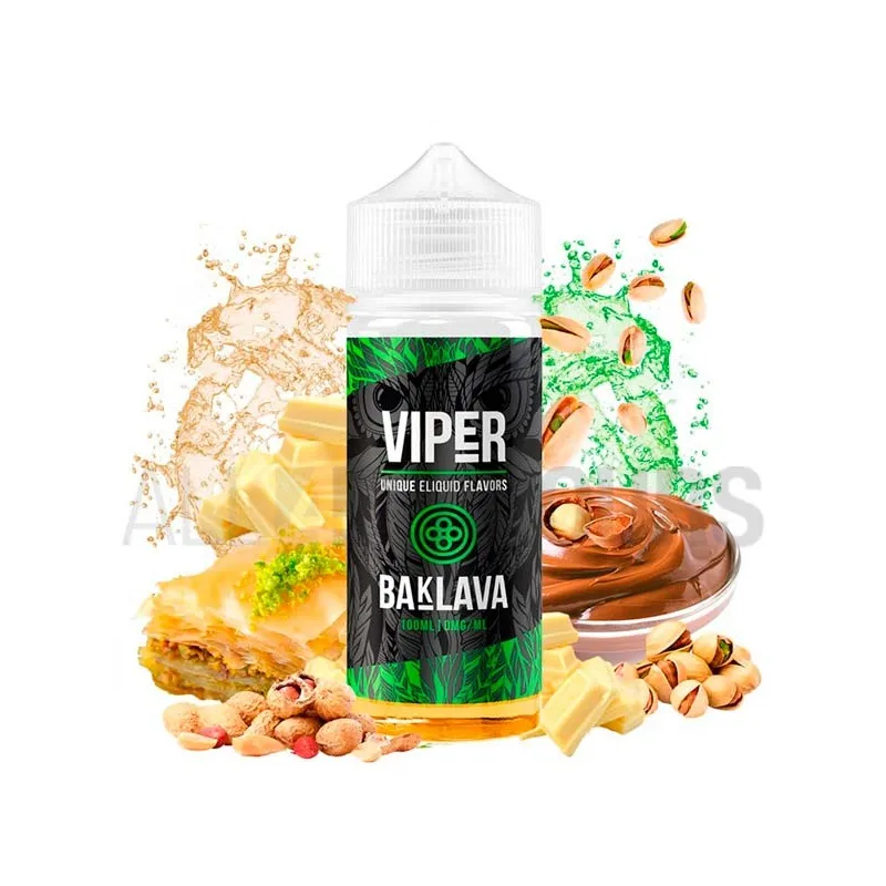 Líquido vapeo Baklava 100 ml sabor , dulce con crema de chocolate y pistacho sin nicotina Viper Eliquid Líquido vapeo Baklava 100 ml sabor , dulce con crema de chocolate y pistacho sin nicotina Viper Eliquid