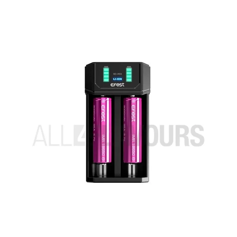 Cargador 2 bahias efest Mega Usb baterías 18650 Cargador 2 bahias efest Mega Usb baterías 18650