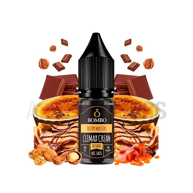 Líquido sales de nicotina Climax Cream de Bombo con diferentes graduaciones y sabor a natillas con galleta. Líquido sales de nicotina Climax Cream de Bombo con diferentes graduaciones y sabor a natillas con galleta.