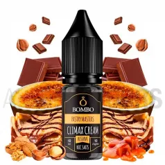 Líquido sales de nicotina Climax Cream de Bombo con diferentes graduaciones y sabor a natillas con galleta.