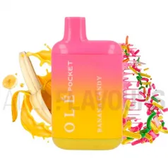Pod desechable con nicotina sabor plátano Banana Candy 20mg Olé Pocket Bud Vape