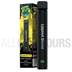 Pod desechable CBD Banana Ice Iguana Smokes con sabor a plátano helado