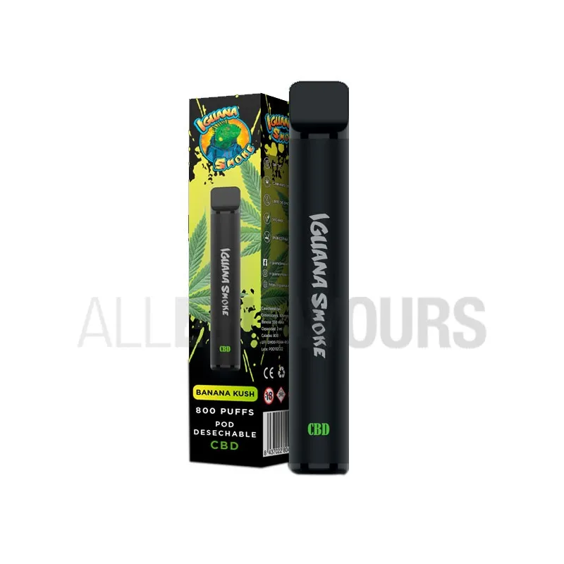Pod desechable CBD Banana Kush Iguana Smokes con sabor a la variedad de marihuana y plátano Pod desechable CBD Banana Kush Iguana Smokes con sabor a la variedad de marihuana y plátano