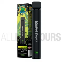 Pod desechable CBD Banana Kush Iguana Smokes con sabor a la variedad de marihuana y plátano