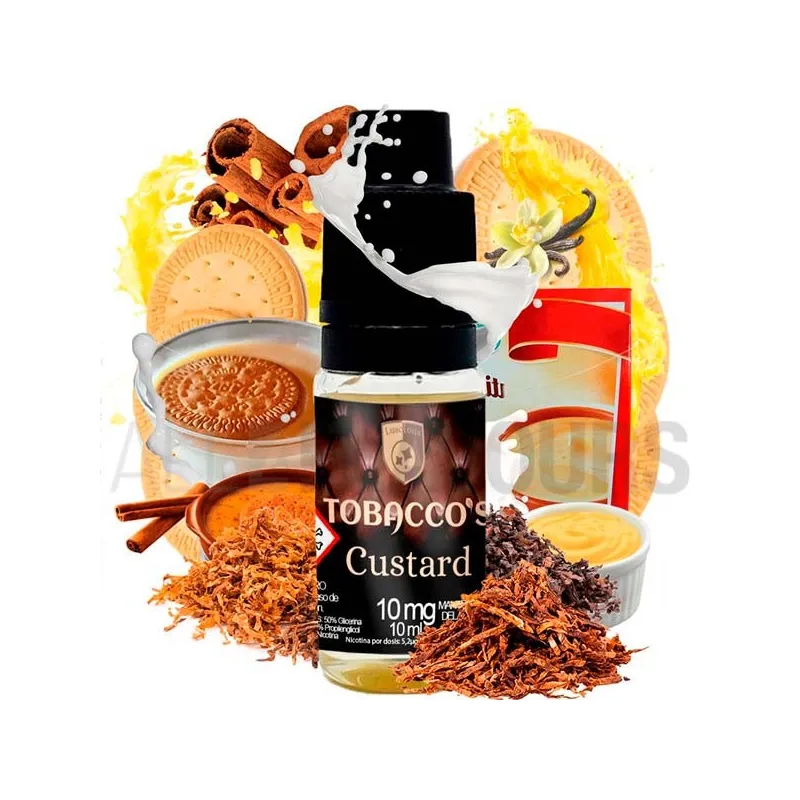 Sales de nicotina Tobacco Custard 10 ml 10/20 MG Tobacco´s sabor a tabaco dulce con crema de vainilla y gallestas Sales de nicotina Tobacco Custard 10 ml 10/20 MG Tobacco´s sabor a tabaco dulce con crema de vainilla y gallestas