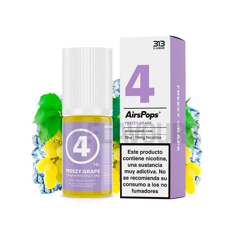 Sales de nicotinaNo.4 Freezy Grape 11 Toba 10ml 10/20 MG 313 By Airscream sabor a uvas frescas Sales de nicotinaNo.4 Freezy Grape 11 Toba 10ml 10/20 MG 313 By Airscream sabor a uvas frescas