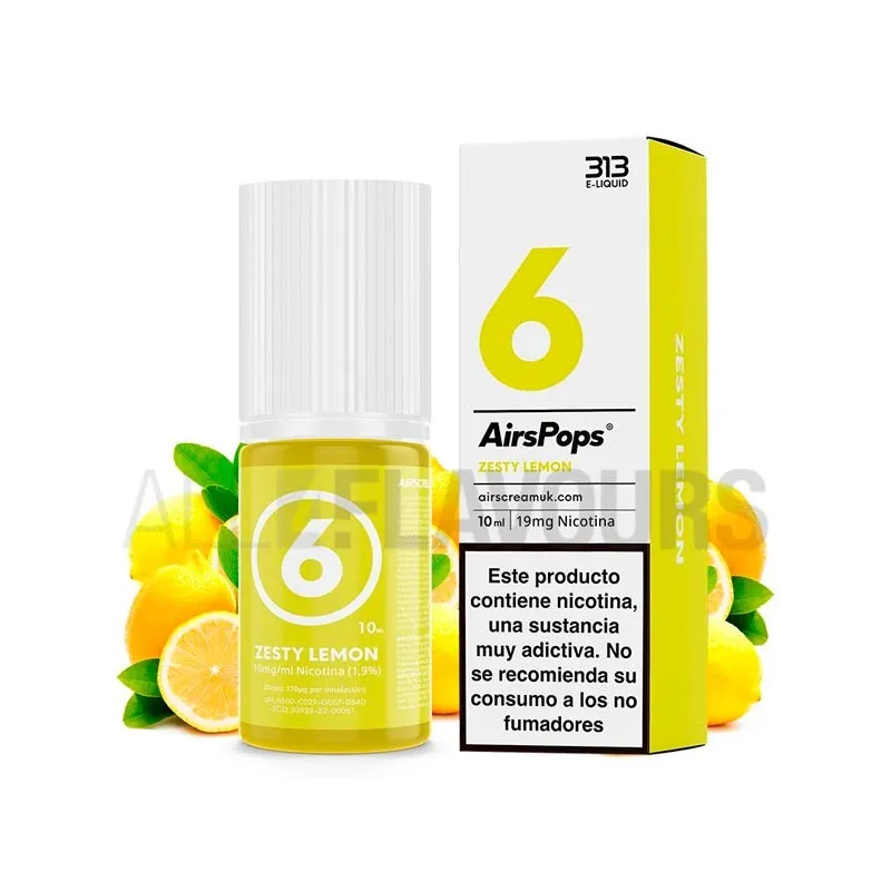 Sales de nicotina No6 Zesty Lemon 11 Toba 10ml 10/20 MG 313 By Airscream sabor limón cítrico Sales de nicotina No6 Zesty Lemon 11 Toba 10ml 10/20 MG 313 By Airscream sabor limón cítrico