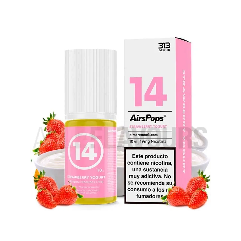 Sales de nicotina No14 Strawberry Yogurt 11 Toba 10ml 19 MG 313 By Airscream sabor a yogurt con fresas Sales de nicotina No14 Strawberry Yogurt 11 Toba 10ml 19 MG 313 By Airscream sabor a yogurt con fresas