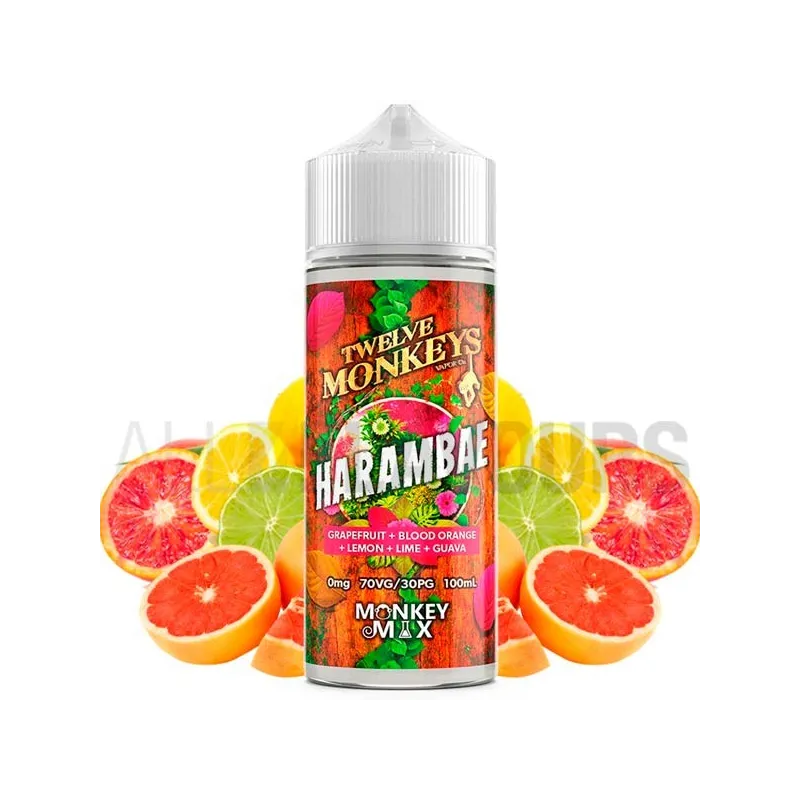 Líquido vaper sin nicotina Harambae 100 ml Twelve Monkeys sabor frutas cítricas Líquido vaper sin nicotina Harambae 100 ml Twelve Monkeys sabor frutas cítricas