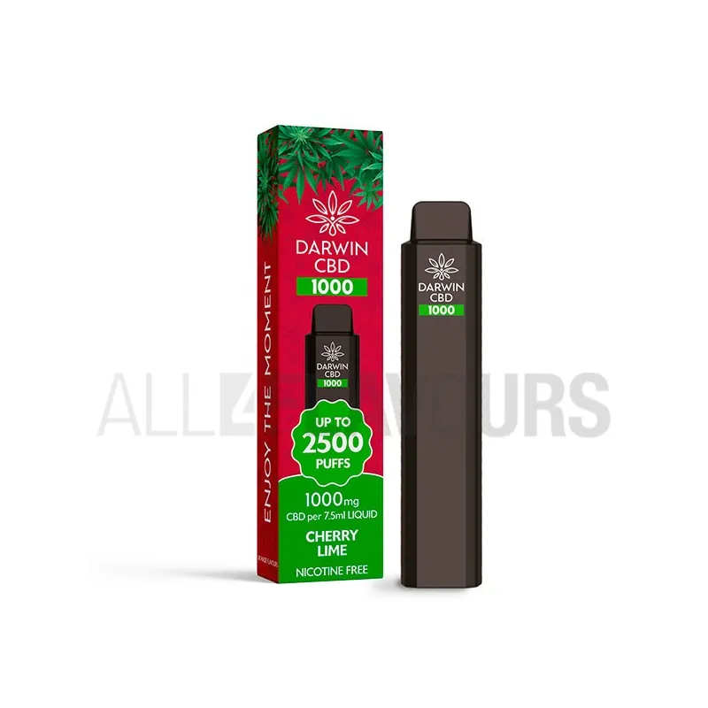 Pod desechable CBD de la marca Darwin con capacidad para 7.5 ml y 1500 Mah de batería sabor frutal con cereza y lima Pod desechable CBD de la marca Darwin con capacidad para 7.5 ml y 1500 Mah de batería sabor frutal con cereza y lima