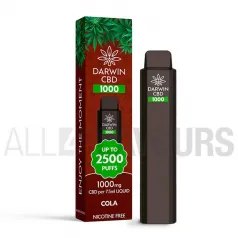 Pod desechable CBD de la marca Darwin con capacidad para 7.5 ml y 1500 Mah de batería sabor a refresco de cola