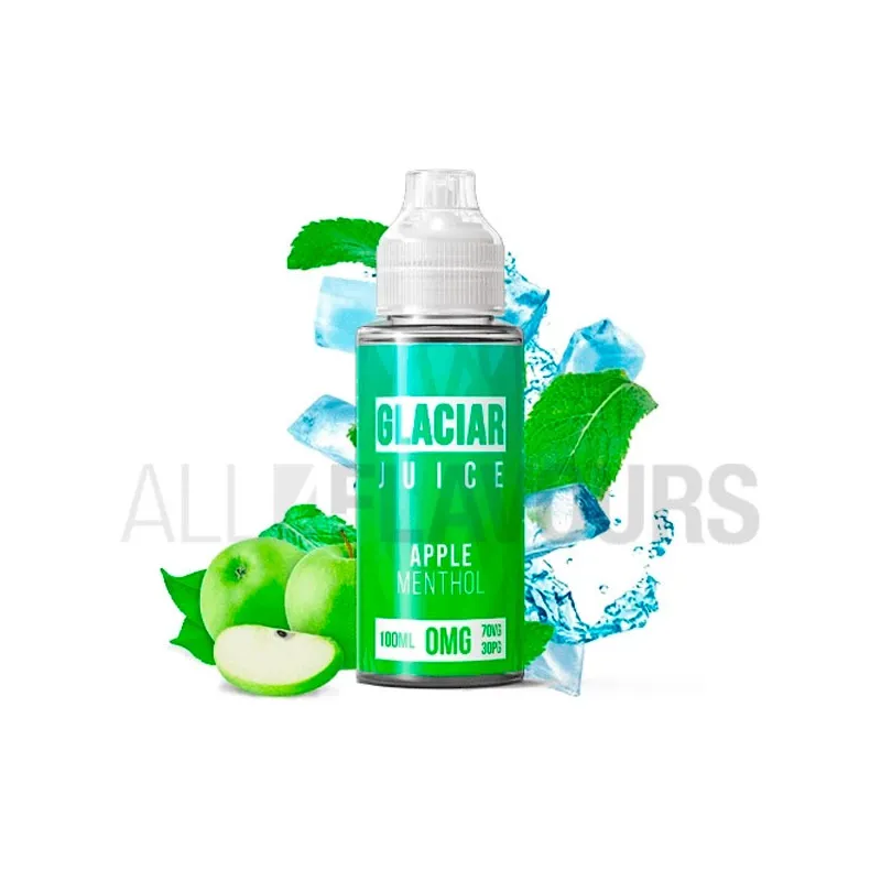 Líquido vaper sin nicotina sabor a manzana con efecto fresco Apple Menthol 100ml Glaciar Juice Líquido vaper sin nicotina sabor a manzana con efecto fresco Apple Menthol 100ml Glaciar Juice