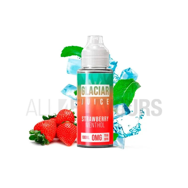 Líquido vaper sin nicotina sabor a fresas con efecto fresco Strawberry Menthol 100ml Glaciar Juice Líquido vaper sin nicotina sabor a fresas con efecto fresco Strawberry Menthol 100ml Glaciar Juice