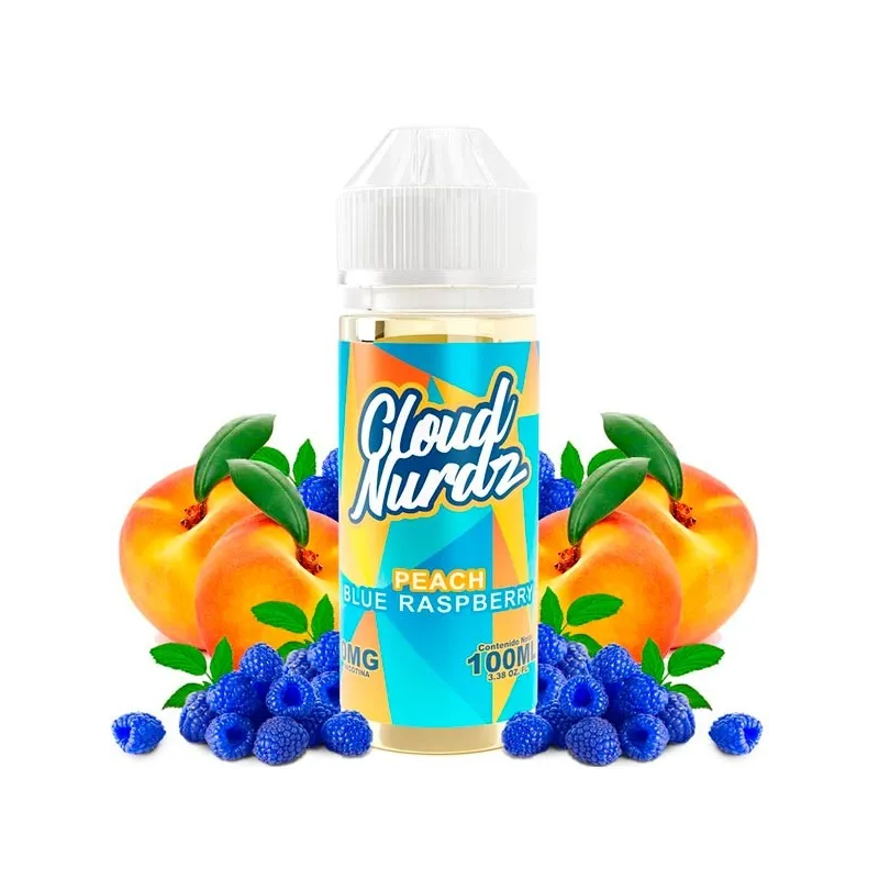 líquido de vapeo sin nicotina Peach Blue Razz 100ml Cloud Nurdz con sabor a melocotón y frambuesas azules líquido de vapeo sin nicotina Peach Blue Razz 100ml Cloud Nurdz con sabor a melocotón y frambuesas azules