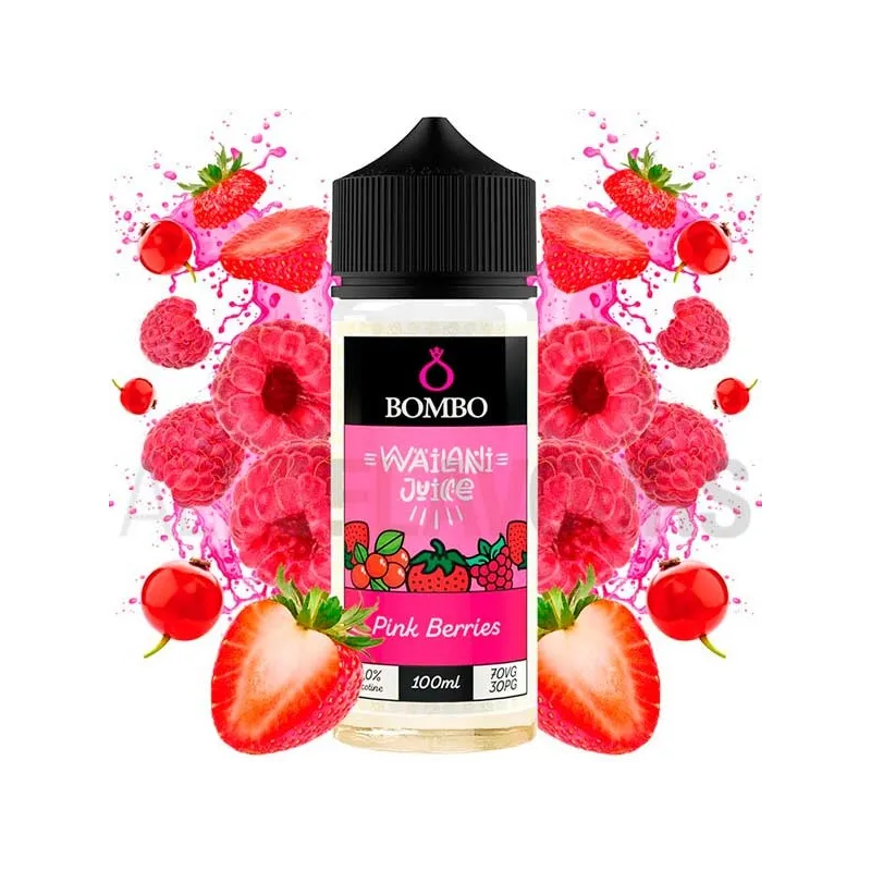 Líquido vaper sin nicotina Pink Berries 100 ml Wailani Bombo con sabor a fresas y frambuesas Líquido vaper sin nicotina Pink Berries 100 ml Wailani Bombo con sabor a fresas y frambuesas