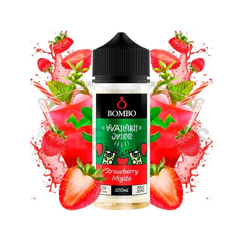 Líquido vaper sin nicotina Strawberry Mojito 100 ml Wailani Bombo con sabor mojito de fresas Líquido vaper sin nicotina Strawberry Mojito 100 ml Wailani Bombo con sabor mojito de fresas