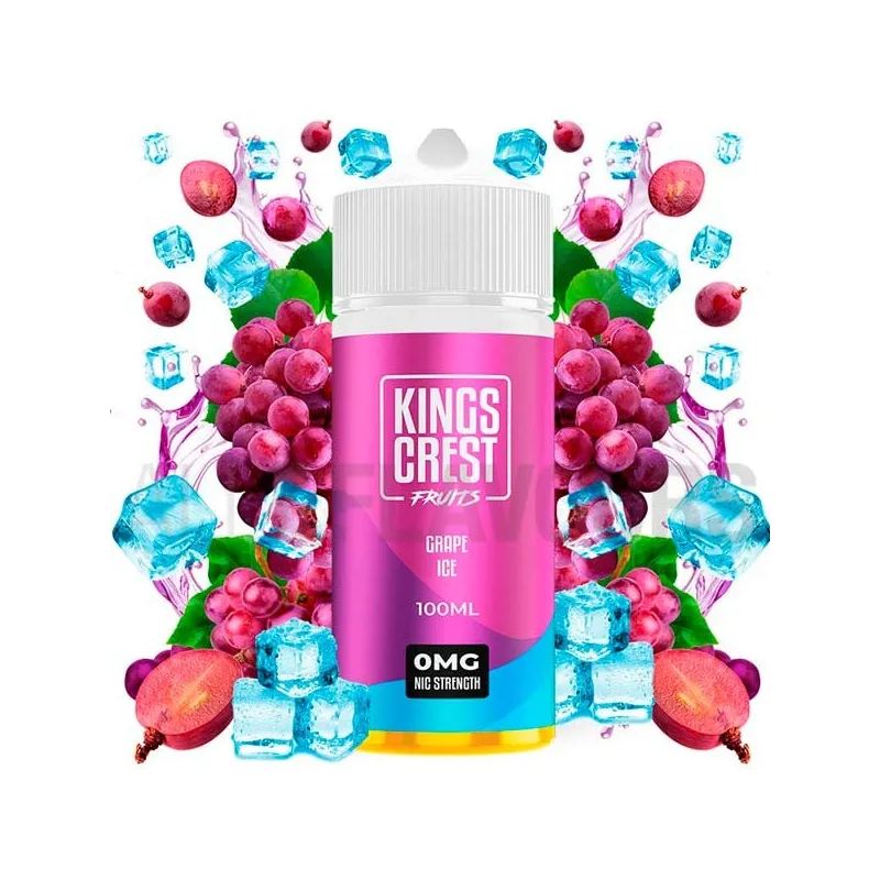 Líquido vapeo sin nicotina Grape Ice 100 ml Kings Crest con sabor a uvas con efecto frío Líquido vapeo sin nicotina Grape Ice 100 ml Kings Crest con sabor a uvas con efecto frío