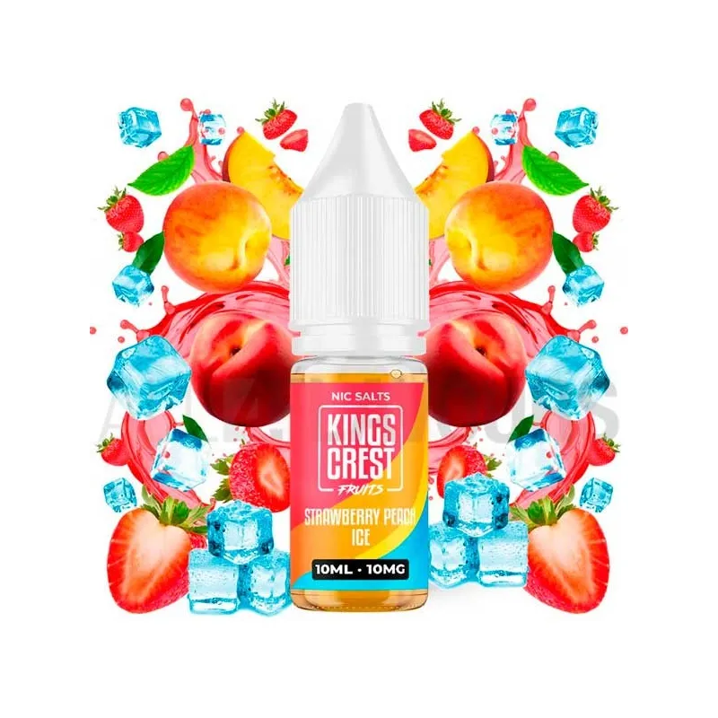 Sales nicotina Strawberry Peach Ice 10 ml 10/20 mg Kings Crest sabor melocotón y fresas con efecto frío Sales nicotina Strawberry Peach Ice 10 ml 10/20 mg Kings Crest sabor melocotón y fresas con efecto frío