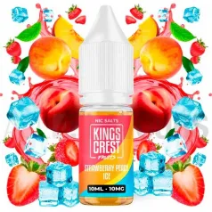 Sales nicotina Strawberry Peach Ice  10 ml 10/20 mg Kings Crest sabor melocotón y fresas con efecto frío