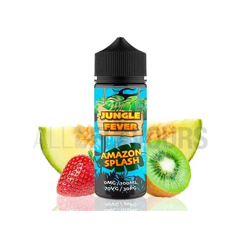 líquido de vapeo sin nicotina Amazon Splash 100 ml Jungle Fever con sabor a melón, kiwi y fresa líquido de vapeo sin nicotina Amazon Splash 100 ml Jungle Fever con sabor a melón, kiwi y fresa