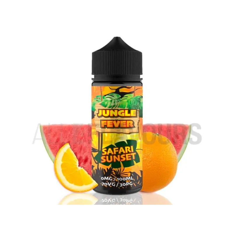 líquido de vapeo sin nicotina Safari Sunset 100 ml Jungle Fever con sabor a sandía y naranja líquido de vapeo sin nicotina Safari Sunset 100 ml Jungle Fever con sabor a sandía y naranja