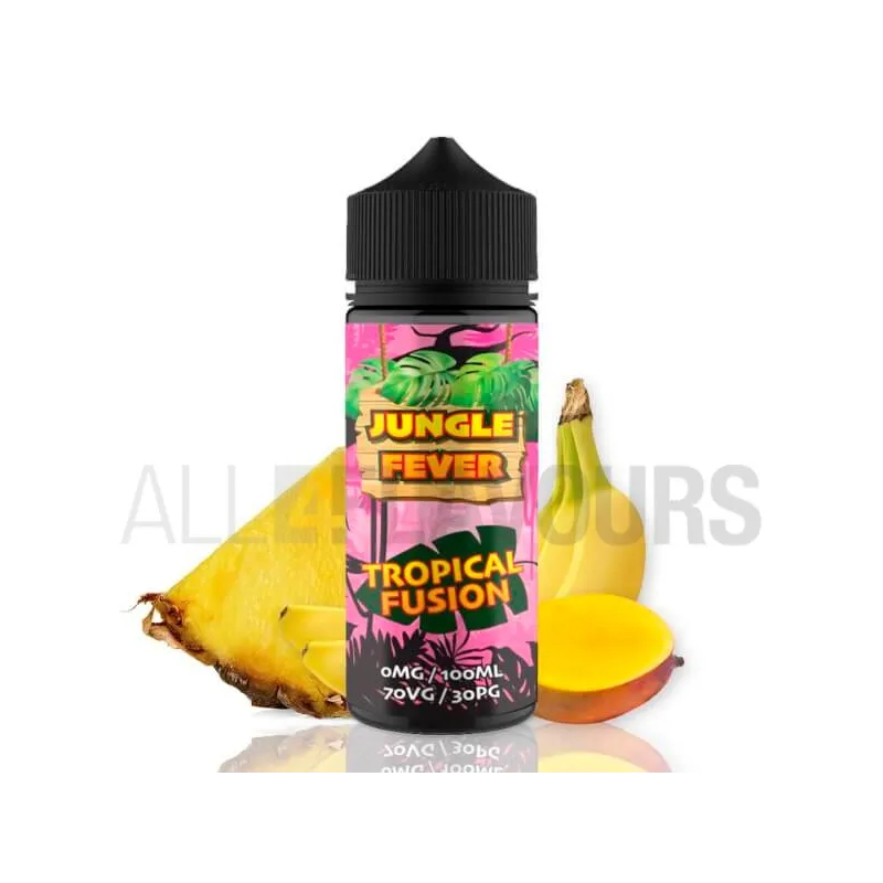 líquido de vapeo sin nicotina Tropical Fusion 100 ml Jungle Fever con sabor a piña, plátano y mango líquido de vapeo sin nicotina Tropical Fusion 100 ml Jungle Fever con sabor a piña, plátano y mango