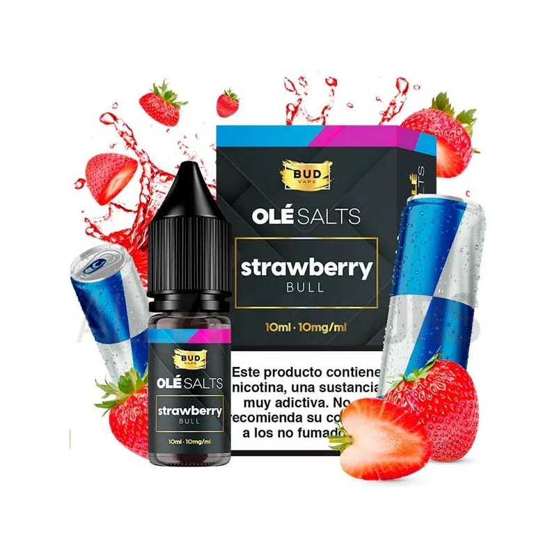Líquido vaper sales nicotina Strawberry Bull 10 ml 10/20 mg Ole Salts Bad Vape con sabor a bebida energética y fresas Líquido vaper sales nicotina Strawberry Bull 10 ml 10/20 mg Ole Salts Bad Vape con sabor a bebida energética y fresas