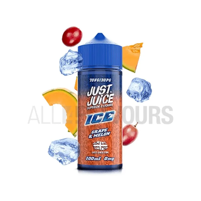 Líquido vaper Melon Grape on Ice 100 ml Just Juice sin nicotina sabor a melón y uva frescos Líquido vaper Melon Grape on Ice 100 ml Just Juice sin nicotina sabor a melón y uva frescos