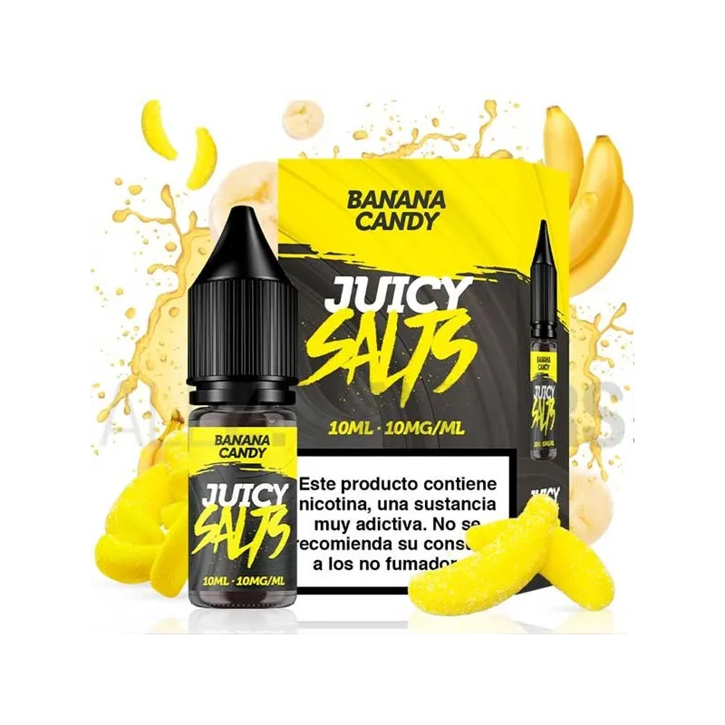 Sales nicotina Banana Candy 10 ml 10/20 mg Juicy Salts con sabor a caramelo de plátano Sales nicotina Banana Candy 10 ml 10/20 mg Juicy Salts con sabor a caramelo de plátano