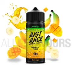 Líquido vaper Banana Mango 100 ml Just Juice sin nicotina sabor a mango y plátano