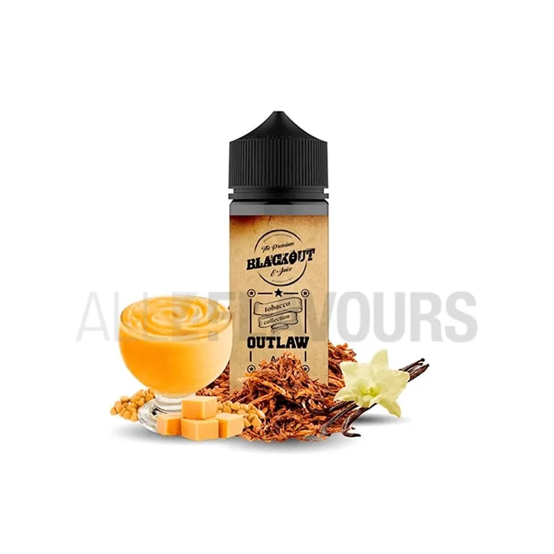 Líquido vaper Outlaw Ace 100 ml Blackout sin nicotina sabor a tabaco con vainilla y caramelo Líquido vaper Outlaw Ace 100 ml Blackout sin nicotina sabor a tabaco con vainilla y caramelo