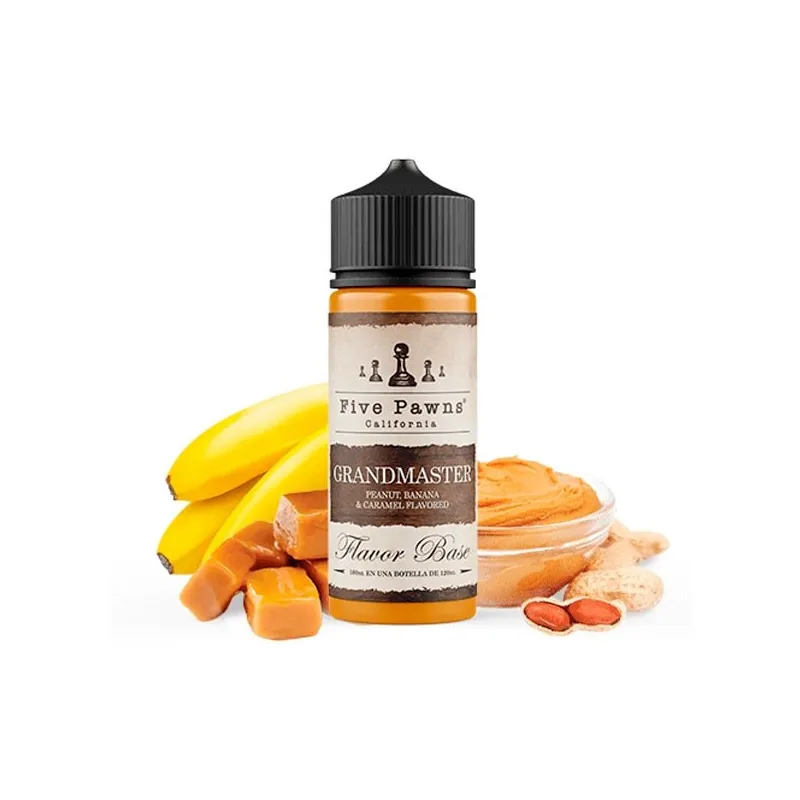 líquido vaper sin nicotina sabor a crema de plátano con cacahuetes Grandmaster 100 ml Five Pawns líquido vaper sin nicotina sabor a crema de plátano con cacahuetes Grandmaster 100 ml Five Pawns