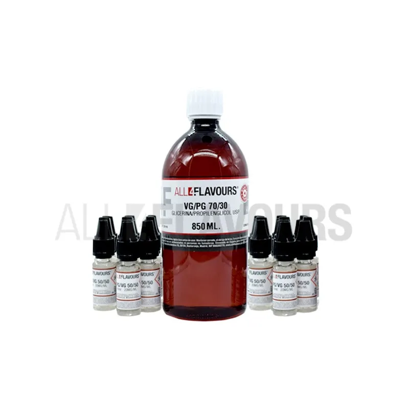 Pack base con nicotina de 1 litro All4flavours al mejor precio con grandes descuentos Pack base con nicotina de 1 litro All4flavours al mejor precio con grandes descuentos