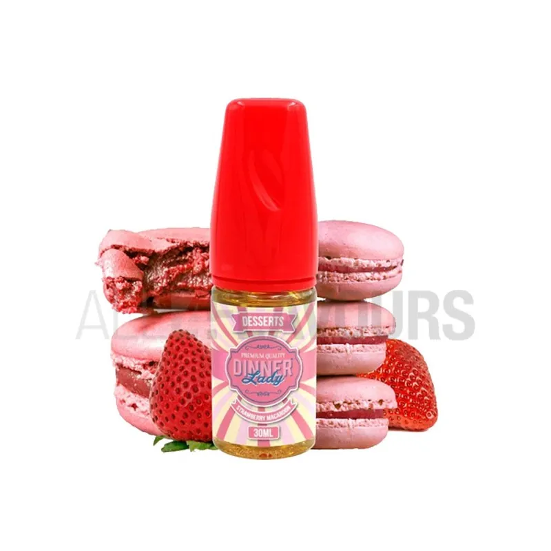 Aroma de vapeo sin nicotina Strawberry Macaroon 30 ml Dinner Lady sabor galletas con fresa Aroma de vapeo sin nicotina Strawberry Macaroon 30 ml Dinner Lady sabor galletas con fresa