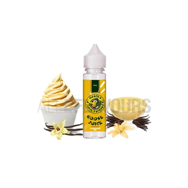 Concentrado de vapeo Goose juice 60 ml QUACK JUICE FACTORY sabor a natillas con algún ingrediente secreto. Concentrado de vapeo Goose juice 60 ml QUACK JUICE FACTORY sabor a natillas con algún ingrediente secreto.