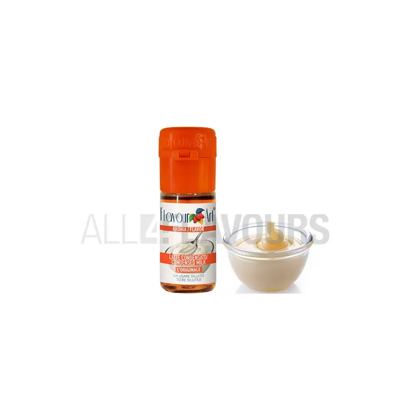 Aroma vapeo leche condensada 10 ml de la marca Italiana Flavour art Aroma vapeo leche condensada 10 ml de la marca Italiana Flavour art